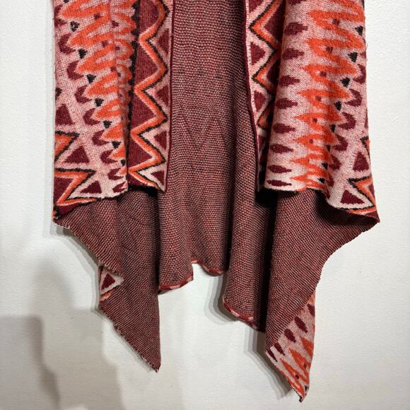 Anthropologie Sleeping On Snow Red Open Front Waterfall Cardigan Sz S - Picture 4 of 13